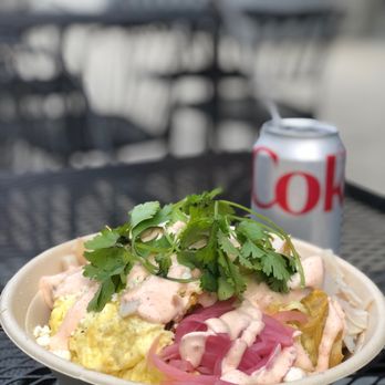 Hash - Chilaquiles looks really good in the photo, but they used diced cold cuts as the protein! - Breakfast & Brunch Near Me - Los Angeles, California