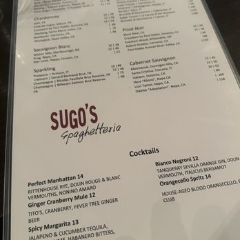 Sugo's Spaghetteria - Drink menu - Italian Near Me - Frontenac, Missouri