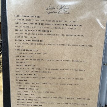 Lucille + Mabel Kitchen and Libations - Drink menu as of 3/14/25 - Steakhouses Near Me - Brownwood, Texas