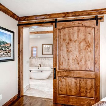 Goldberg Brothers - Goldberg Brothers barn door hardware looks great on a master bathroom door. - Metal Fabricators Near Me - Littleton, Colorado Goldberg Brothers - Goldberg Brothers barn door hardware looks great on a master bathroom door. - Metal Fabricators Near Me - Littleton, Colorado
