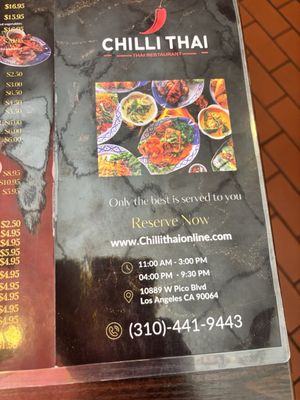Menu photo 4 Chilli Thai Los Angeles, CA
