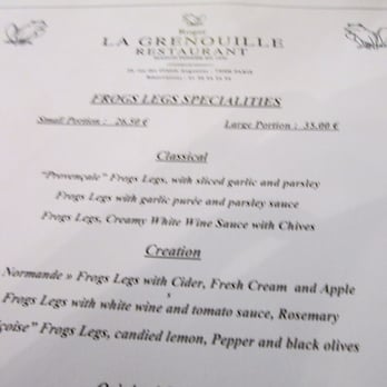 Roger la Grenouille - Frog legs menu - French Near Me - Paris, 75