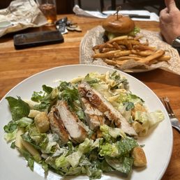 Caesar Pasta Salad with Chicken & Classic Cheeseburger with Fries