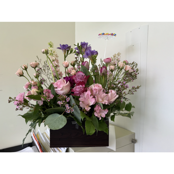 McCoy's Flowers - This is what was delivered; sparsely filled flower arrangement. Missing the blue iris, the pink daisies, the pink tulips. AWFUL!! - Florists Near Me - Norwalk, California McCoy's Flowers - This is what was delivered; sparsely filled flower arrangement. Missing the blue iris, the pink daisies, the pink tulips. AWFUL!! - Florists Near Me - Norwalk, California