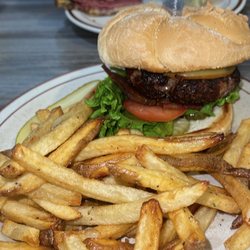 Amazing bacon cheeseburger and fresh cut fries