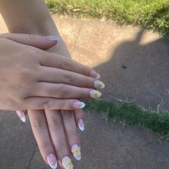 Envy Nails - Gel with French tips and 3d design - Nail Salons Near Me - Alameda, California