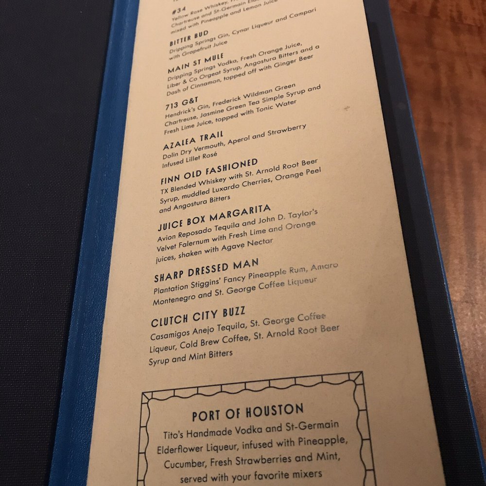 Cocktail menu face Cocktail menu face