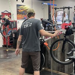 Dave tuning up my daughter's bike. Good as new! Dave tuning up my daughter's bike. Good as new!