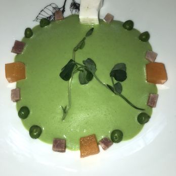 Alinea - Chilled English Pea Soup - New American Near Me - Chicago, Illinois Alinea - Chilled English Pea Soup - New American Near Me - Chicago, Illinois