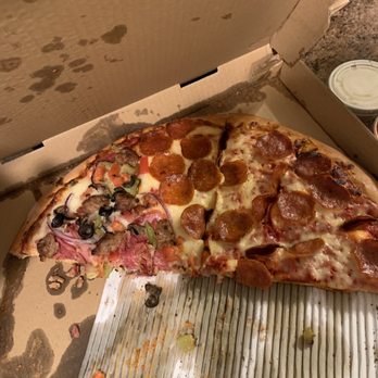 Upper Crust Pizza - Half's everything/half pepperoni pizza - Pizza Near Me - Cathedral City, California Upper Crust Pizza - Half's everything/half pepperoni pizza - Pizza Near Me - Cathedral City, California