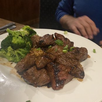 Local Goat - Teriyaki Kabobs*. Cooked medium and were perfect.  I questioned choice of rice as a side but it was delicious. - New American Near Me - Pigeon Forge, Tennessee