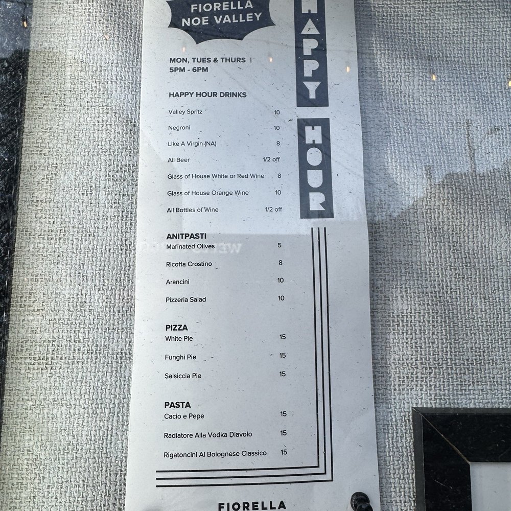 Fiorella Noe - Menu February 2026 - Italian Near Me - San Francisco, California