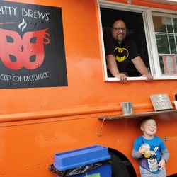 BrittyBrews - Owner Matt and son Grayson. Grayson is on hand to tell you how awesome their peach smoothie is.