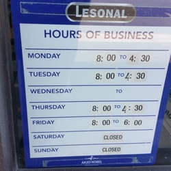 Calif Auto Body Shop Supplies - Store Hours