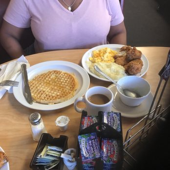 The Serving Spoon - Waffles, grits scrambled eggs with onion and cheese! - Breakfast & Brunch Near Me - Inglewood, California