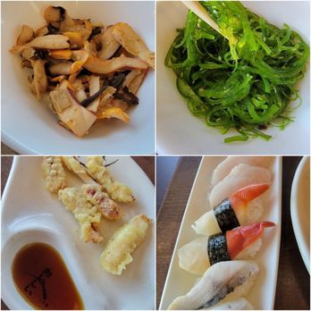 Sho Sushi - Fake tako salad, tiny fried calamari and tiny nigiris.  Seeweed, packaged kind - Sushi Bars Near Me - Centennial, Colorado