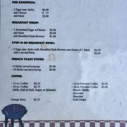 Stop -N-Go Grill - Breakfast Menu