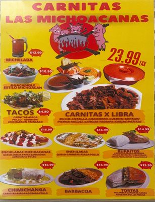 Menu photo 2 Carnitas Las Michoacanas San Diego, CA