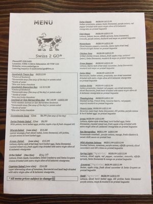 Menu photo 3 Swiss 2 Go Edmonton, AB
