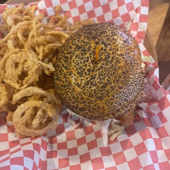 Chip's Old Fashioned Hamburgers - Bacon cheeseburger with shoestring onion - Burgers Near Me - Dallas, Texas