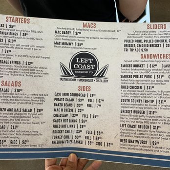 Left Coast Brewing - Menu - Barbeque Near Me - Irvine, California Left Coast Brewing - Menu - Barbeque Near Me - Irvine, California