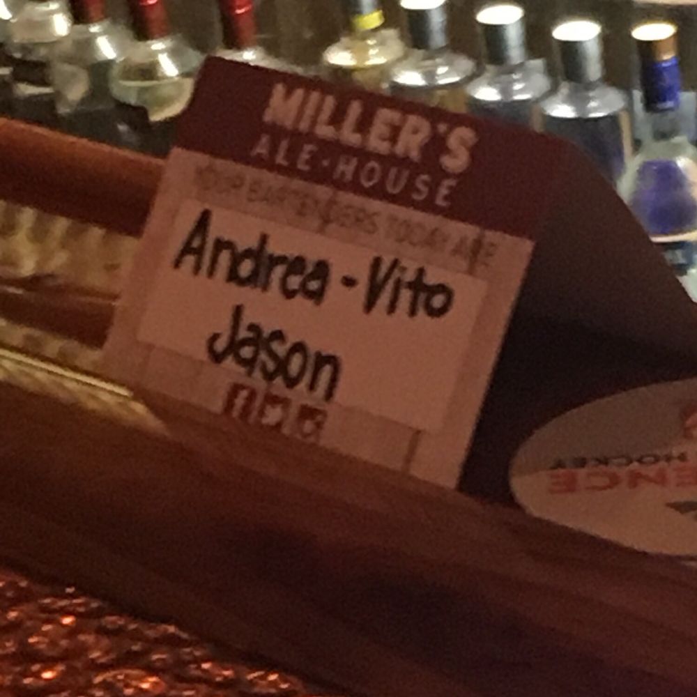 Miller's Ale House - Thumbs down to Jason and Vito. Shouldn't be in contact with customers. Thumbs up to Andrea. She has the personality to do this job. - Sports Bars Near Me - Paramus, New Jersey Miller's Ale House - Thumbs down to Jason and Vito. Shouldn't be in contact with customers. Thumbs up to Andrea. She has the personality to do this job. - Sports Bars Near Me - Paramus, New Jersey