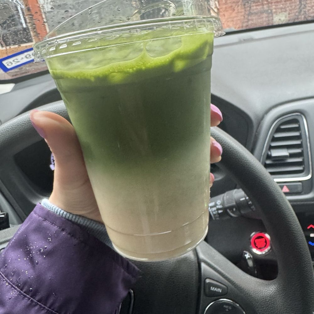 Brown Sugar Vanilla Bean Matcha Latte with oat milk