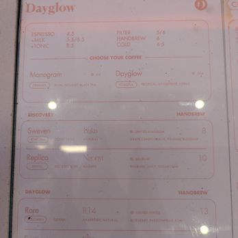 Dayglow - Pourover menu - Coffee Roasteries Near Me - Los Angeles, California