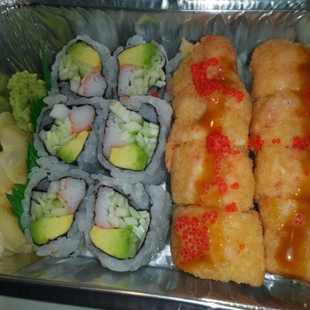 Samurai Fusion Sushi - California Roll (left), Volcano Roll (right) - Japanese Near Me - Brooklyn, New York Samurai Fusion Sushi - California Roll (left), Volcano Roll (right) - Japanese Near Me - Brooklyn, New York