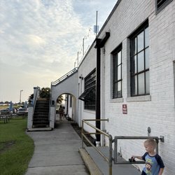 Hunter Gatherer Brewery at Curtiss Wright Hangar - Stairs up to the balcony