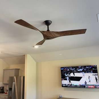 True Mount - TV mounted and ceiling fan installed - Home Theatre Installation Near Me