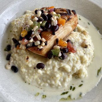 The Kill Devil Grill - Grilled Wahoo w/ Cheese Grits & Black Bean/Corn Salsa - American Near Me - Kill Devil Hills, North Carolina