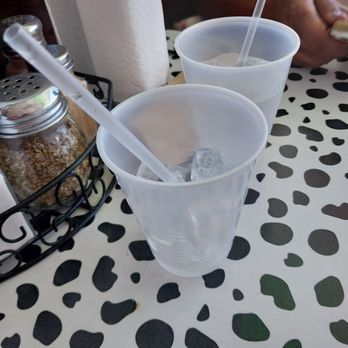 Santina’s Pizzeria - Odd small plastic water cups - Pizza Near Me - Las Vegas, Nevada