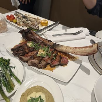 19seventy - Tomahawk steak, broccolini, mashed potatoes. - Italian Near Me - Whittier, California