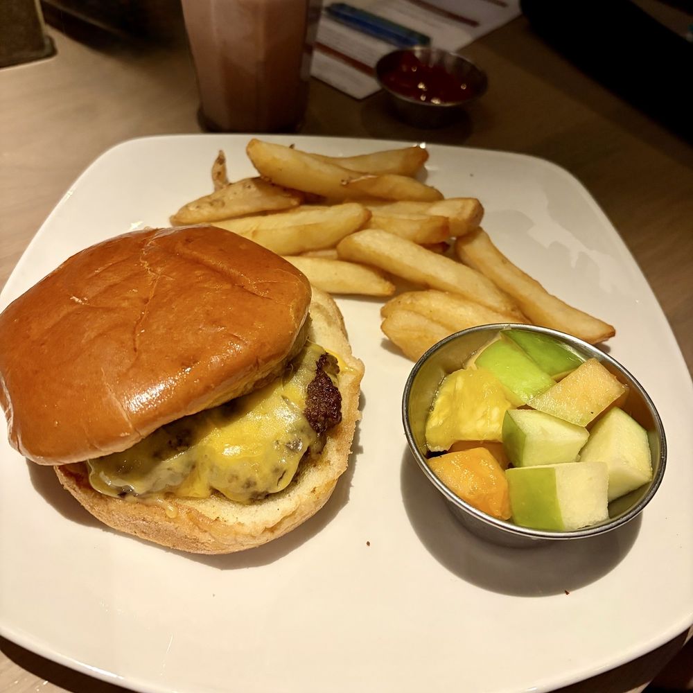 Firebirds Wood Fired Grill - Kids Burger with cheese - Steakhouses Near Me - Omaha, Nebraska Firebirds Wood Fired Grill - Kids Burger with cheese - Steakhouses Near Me - Omaha, Nebraska