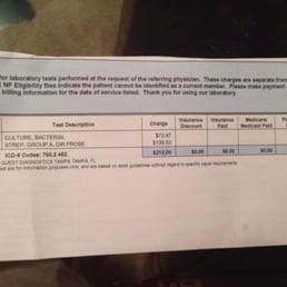 This is the lab tests that weren't covered under insurance. This is the lab tests that weren't covered under insurance.
