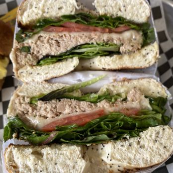 Aloha Bakehouse & Cafe - Tuna Sandwich on Everything Bagel was - Cafes Near Me - Honolulu, Hawaii