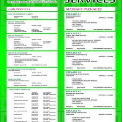 Banahaw Heals Spa - Menu of Services
