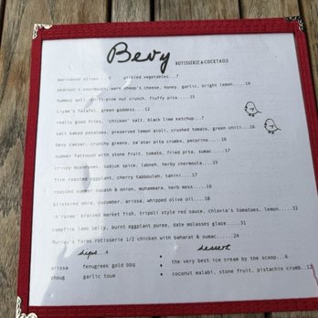 Bevy - Menu - Mediterranean Near Me - Rochester, New York