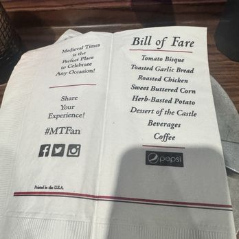 Medieval Times Dinner & Tournament - Menu - American Near Me - Lyndhurst, New Jersey