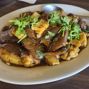 Chez Sovan - Stir-Fried Eggplant with Tofu - Cambodian Near Me - San Jose, California Chez Sovan - Stir-Fried Eggplant with Tofu - Cambodian Near Me - San Jose, California