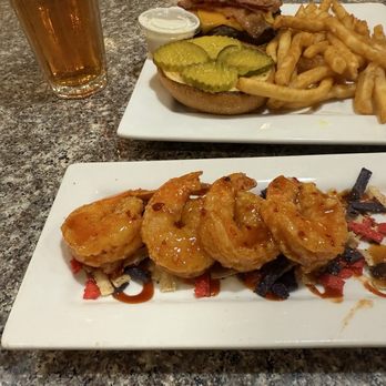 Grille 22 - Firecracker Shrimp and Bacon Cheddar Burger - New American Near Me - Guin, Alabama