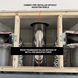 Hearth Doctor - No radiation shield on pipe- fire hazard