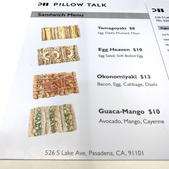 Pillow Talk Cafe Pasadena - Sandwich Menu 11.15.2019 - Coffee & Tea Near Me - Pasadena, California