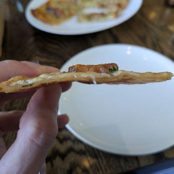 Les Petites Canailles - @endoedibles on Instagram 05/09/26 Tarte Flambée - Lardons, Fromage Blanc, Gruyère Cheese - French Near Me - Paso Robles, California