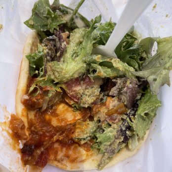 Yucca Valley Outpost - 50/50 eggplant, pesto, avocado, salad wrap on a generous soft delicious pita bread. PHOTO IS AN INJUSTICE TO THIS MEAL. - Vegan Near Me - Yucca Valley, California Yucca Valley Outpost - 50/50 eggplant, pesto, avocado, salad wrap on a generous soft delicious pita bread. PHOTO IS AN INJUSTICE TO THIS MEAL. - Vegan Near Me - Yucca Valley, California