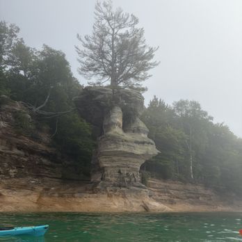 Pictured Rocks Kayaking - Chapel rock in the fog - Tours Near Me - Munising, Michigan Pictured Rocks Kayaking - Chapel rock in the fog - Tours Near Me - Munising, Michigan