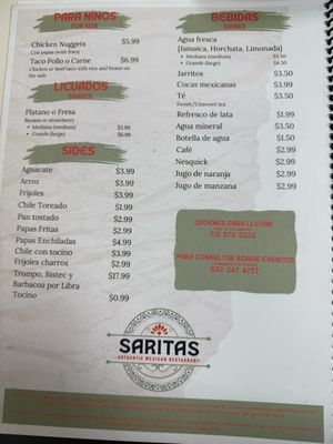 Menu photo 8 Sarita's Mexican Restaurant Pasadena, TX Menu photo 8 Sarita's Mexican Restaurant Pasadena, TX