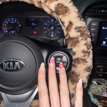 Dream Spa - silver french tip hibiscus nails - Nail Salons Near Me - Austin, Texas Dream Spa - silver french tip hibiscus nails - Nail Salons Near Me - Austin, Texas