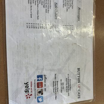 Button Up Cafe - Front of menu - Breakfast & Brunch Near Me - Pearl City, Hawaii